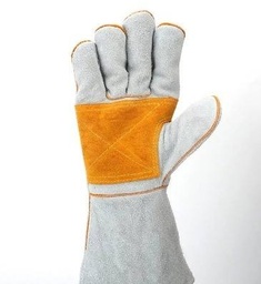 [SE-P1195] GUANTE 16" CARNAZA (C/MATACH) GRIS-AMARILLO