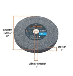 [SE-P2371] RUEDA RECTA 8"*1" G36 (GRIS) TRUPER